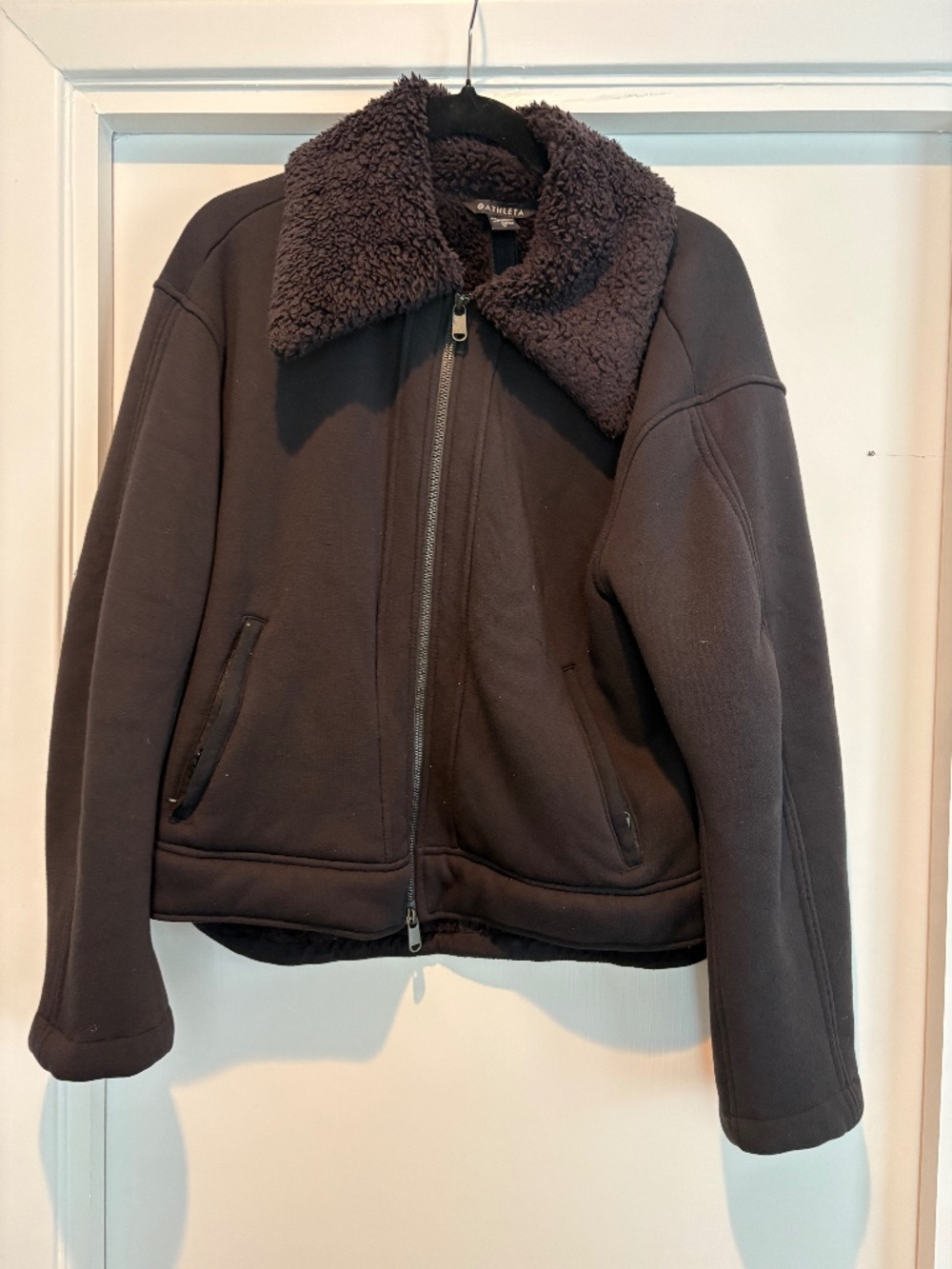 Athleta Westbound Cozy Sherpa Lined Bomber Jacket Black Size M